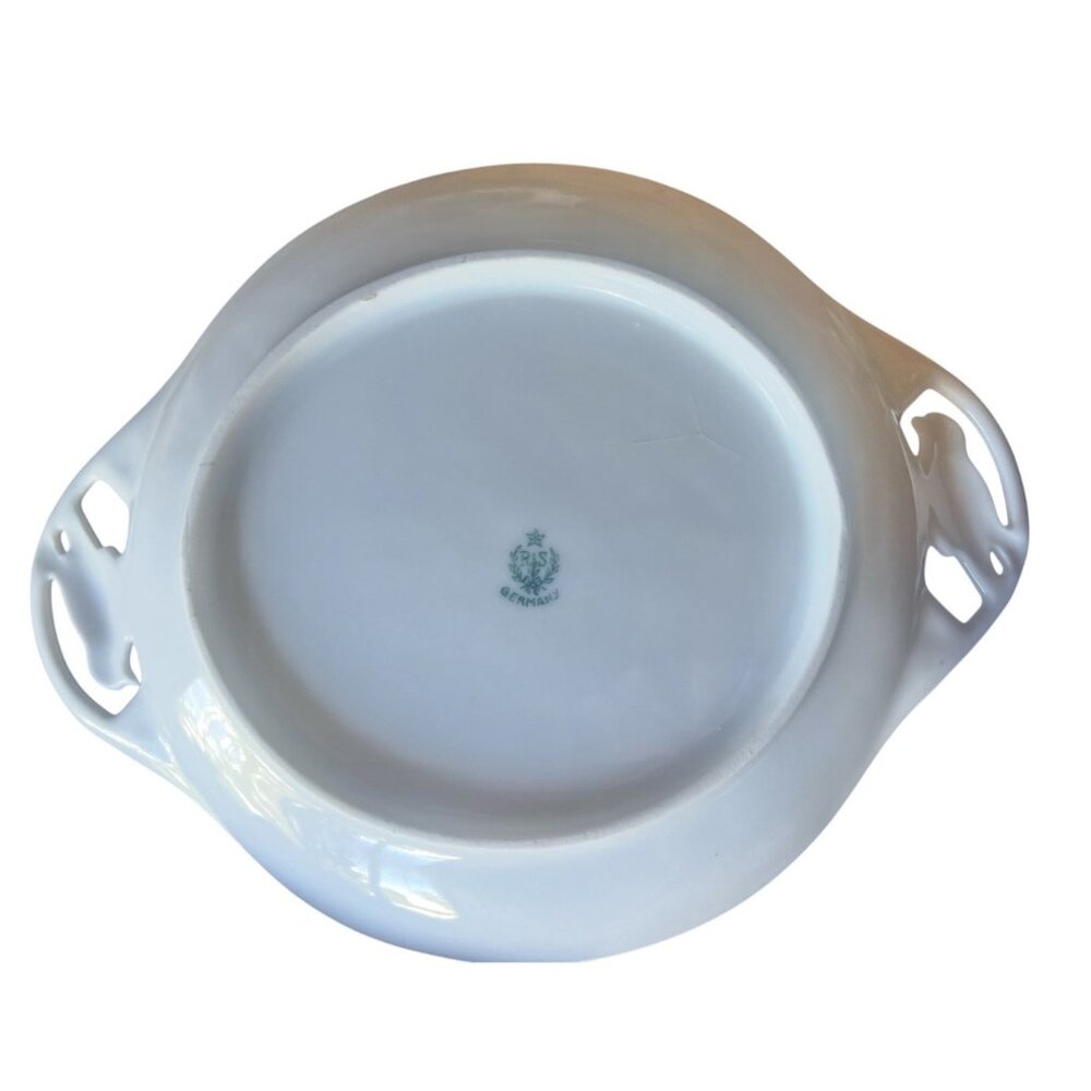 Reinhold Schlegelmilch Porcelain Plate Floral Bird Cut-Out Handles 8.5" x 6 1/8” - Picture 11 of 12